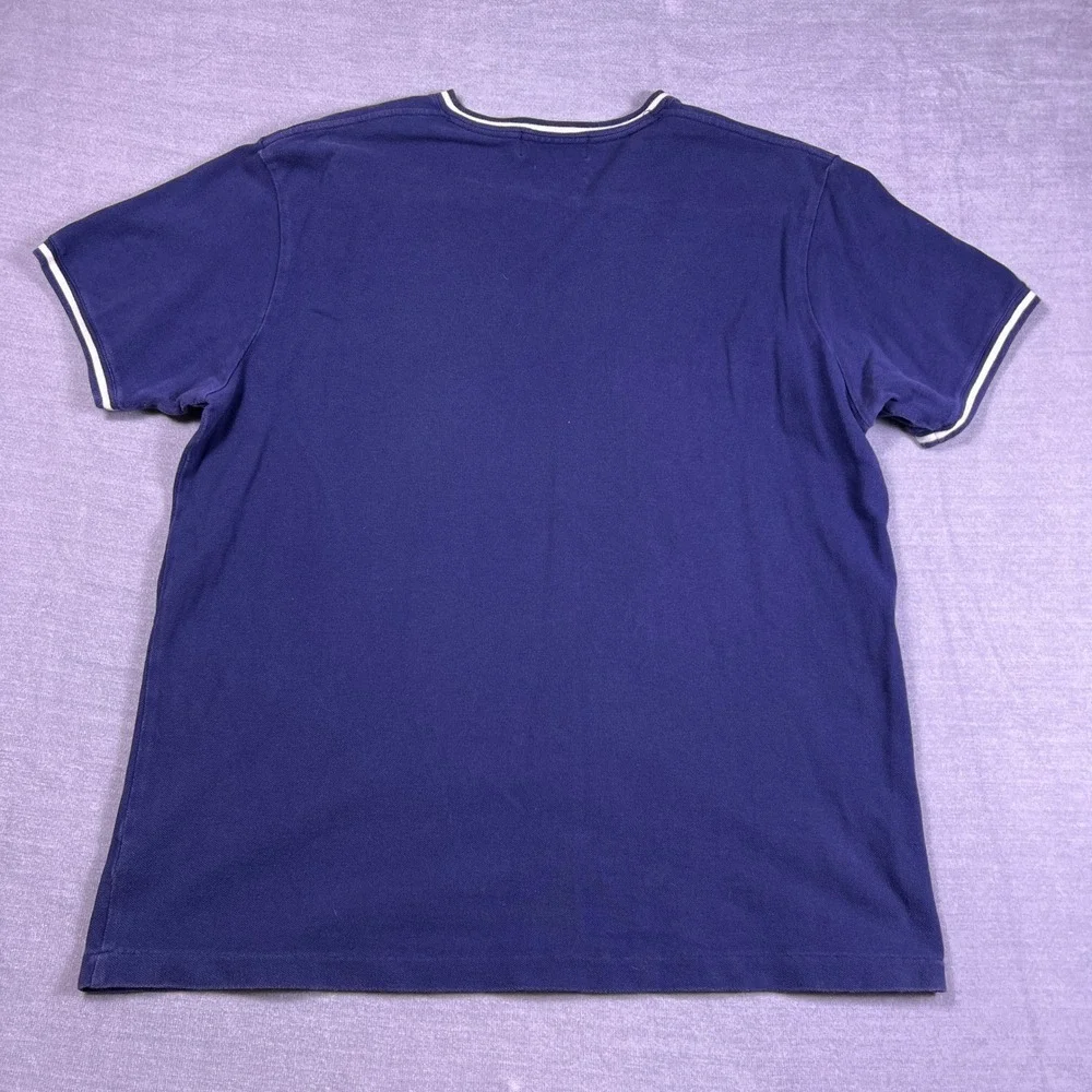 Polo Ralph Lauren Pique V-Neck Ringer Short Sleeve T-Shirt Mens Size L Blue